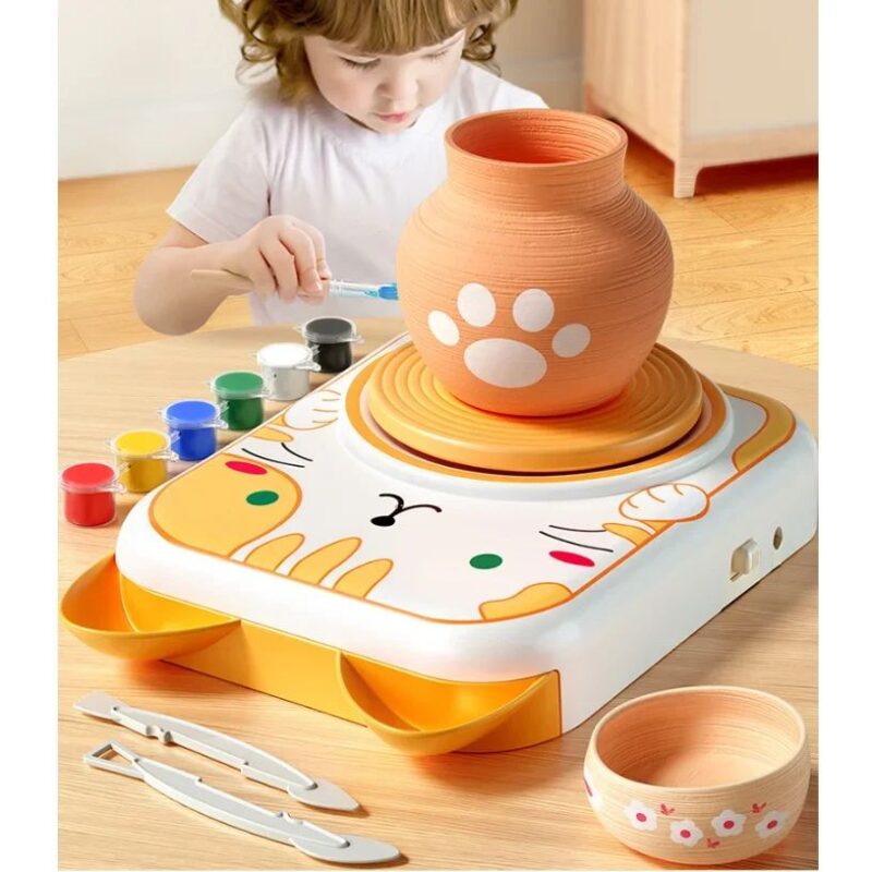 Electric Pottery Machine Kids' Handmade Clay Turntable Mini Pottery Wheel Ceramic Molding Machine DIY Material and Tool Set - Image 3