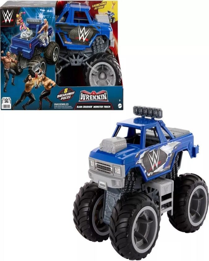 WWE Wrekkin' Slam Crusher Monster Truck Real Rolling Wheels Breakaway Parts 6+