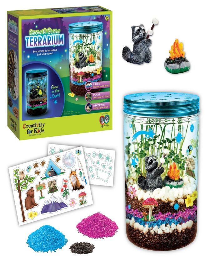 Creativity for Kids Terrarium Kit – Plant & Decorate Your Own Mini Garden with Glowing Fun