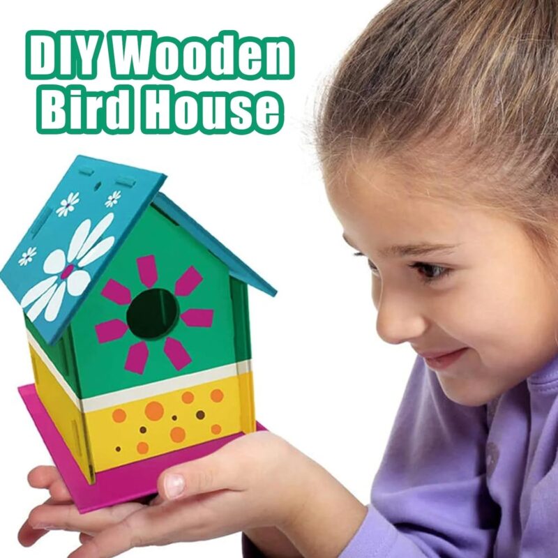 Kids’ Wooden Birdhouse Craft Kit – STEM Art Project with Wind Chime Fun, Outdoor Garden Decor for Ages 4-12 (2-Pack) - Image 5